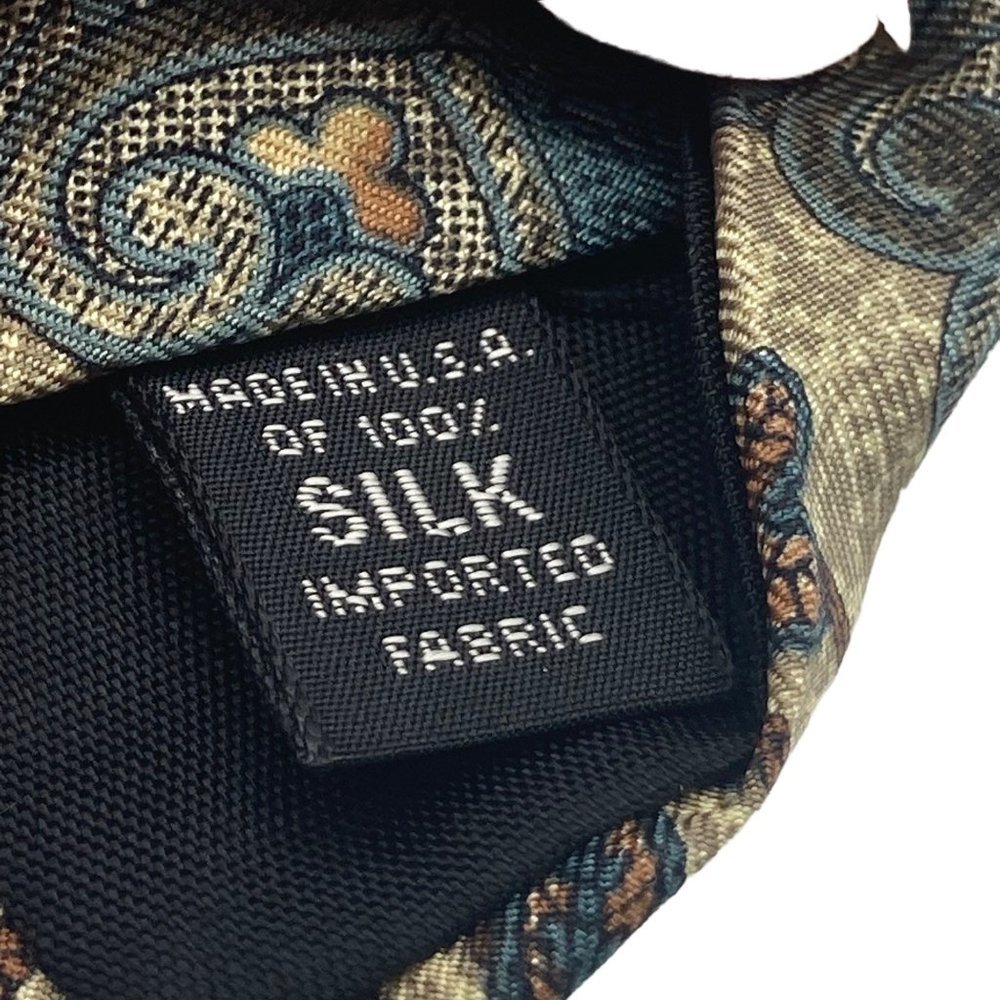 Bill Blass Vintage Green Brown Pattern Print 100% Silk Neck Tie One Size OS - Picture 4 of 5